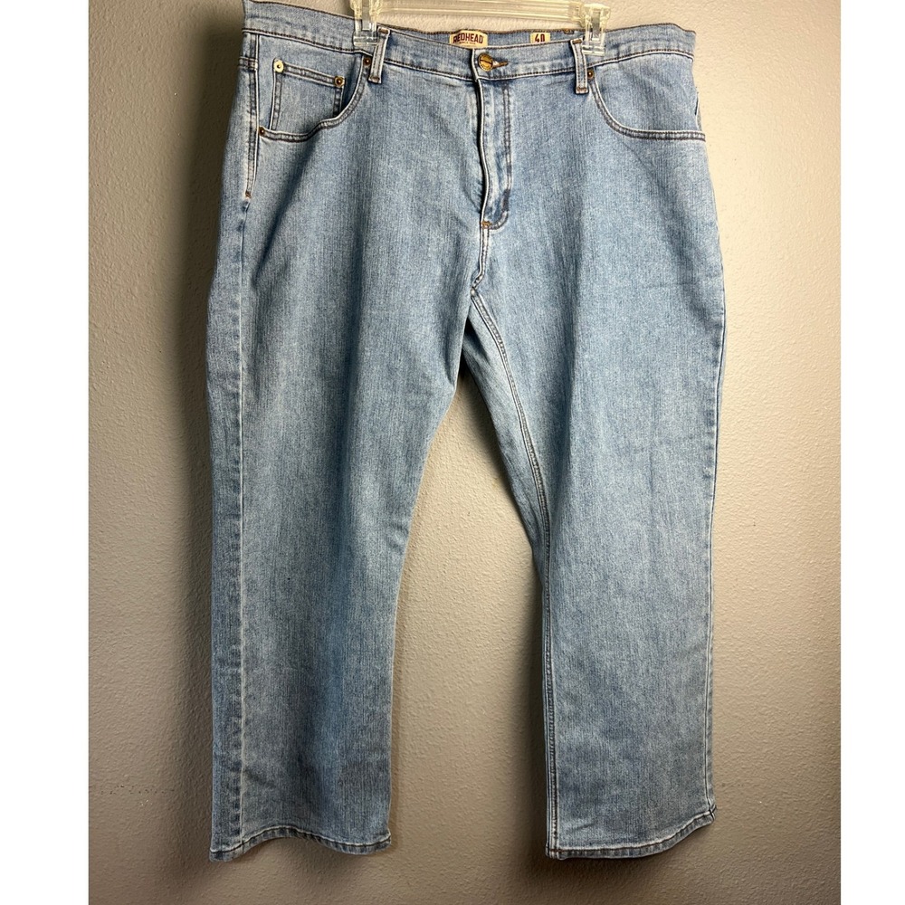 Redhead Mens Light Wash Straight Leg Stretch Jeans 40x30 Work Pants Casual